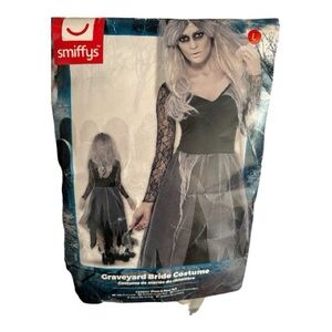 Graveyard Bride Costume - Black and Gray Large
